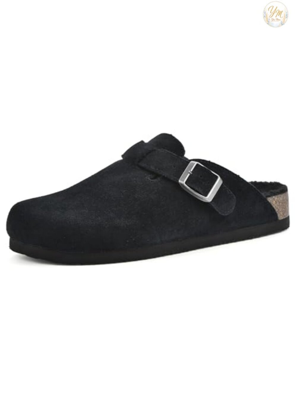 Suedette Clog with Faux Fur Lining, Buckle & Contoured Footbed